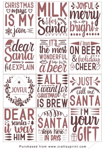 No Cut Just Print Christmas tags - Various Sayings