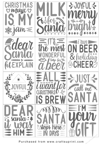 No Cut Just Print Christmas tags - Various Sayings
