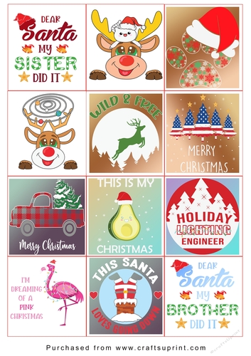 No Cut Just Print Christmas tags - Various Sayings