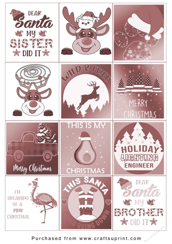 No Cut Just Print Christmas tags - Various Sayings