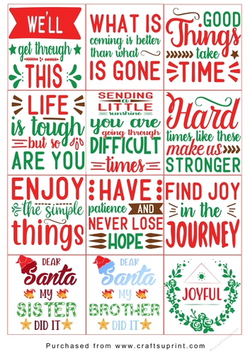 Christmas present Tags/Labels - Various Sayings