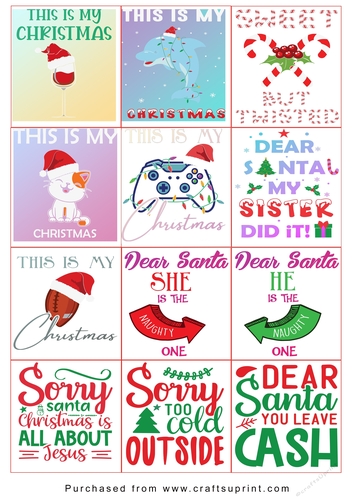 Christmas present Tags/Labels - Various Sayings