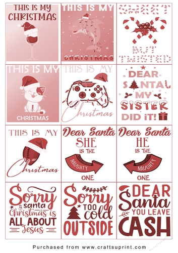 Christmas present Tags/Labels - Various Sayings