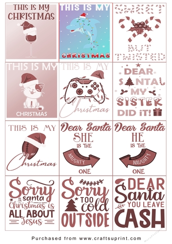 Christmas present Tags/Labels - Various Sayings