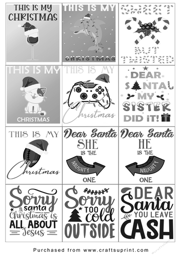 Christmas present Tags/Labels - Various Sayings