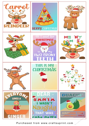 Christmas present Tags/Labels - Various Sayings