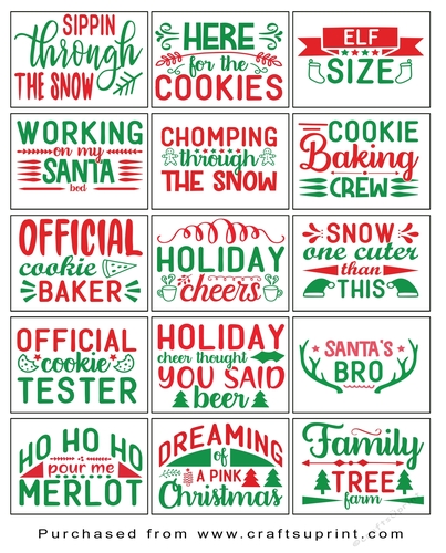 Christmas present Tags/Labels - Various Sayings