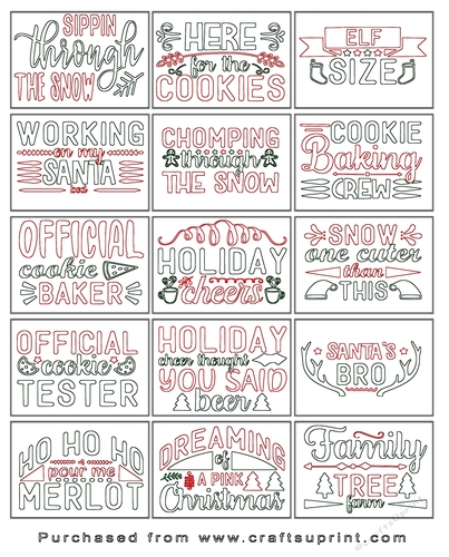 Christmas present Tags/Labels - Various Sayings