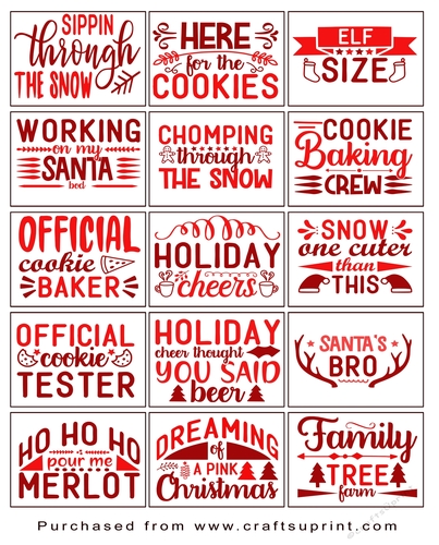 Christmas present Tags/Labels - Various Sayings