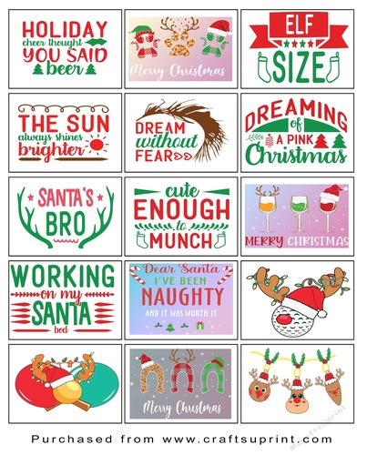 Christmas present Tags/Labels - Various Sayings