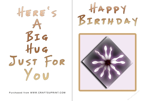 No Cut Just Print Birthday Card - Big Hugs