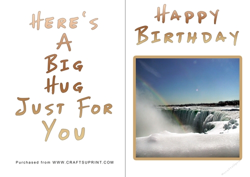 No Cut Just Print Birthday Card - Big Hugs
