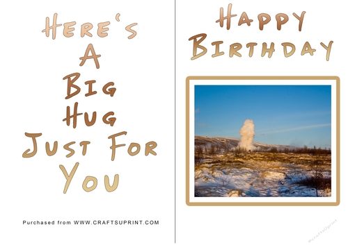 No Cut Just Print Birthday Card - Big Hugs
