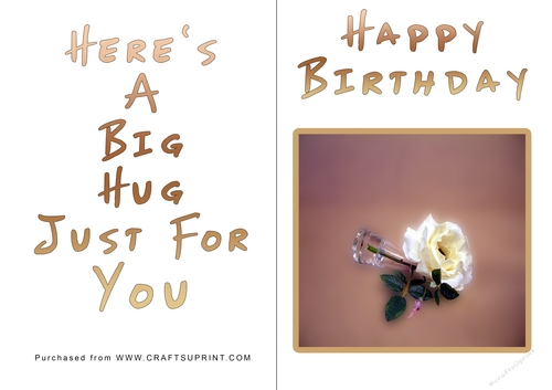 No Cut Just Print Birthday Card - Big Hugs