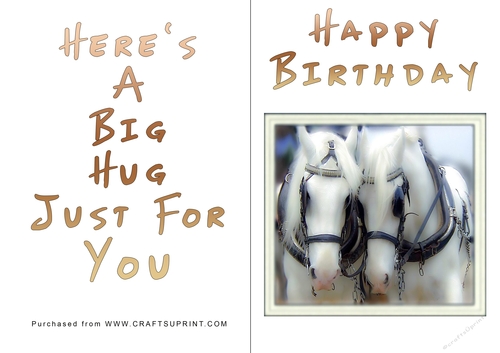 No Cut Just Print Birthday Card - Big Hugs