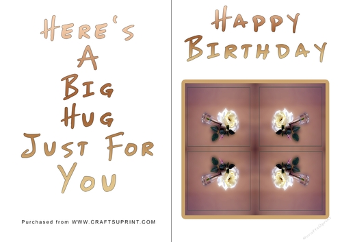 No Cut Just Print Birthday Card - Big Hugs