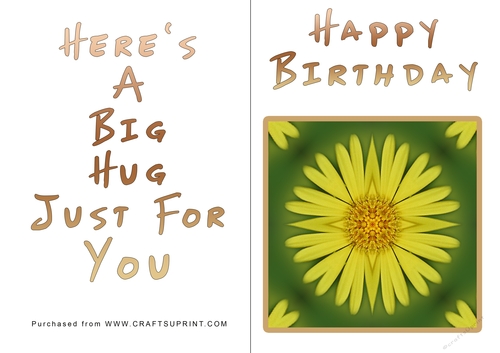 No Cut Just Print Birthday Card - Big Hugs