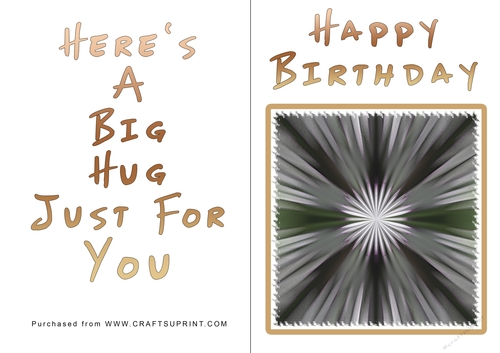 No Cut Just Print Birthday Card - Big Hugs