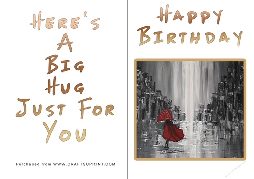 No Cut Just Print Birthday Card - Big Hugs