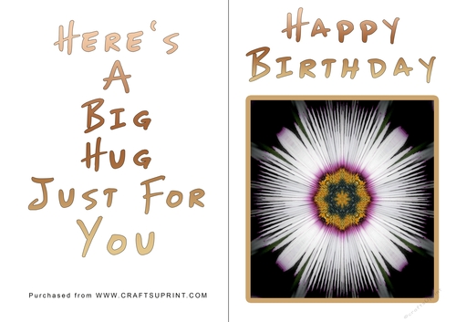 No Cut Just Print Birthday Card - Big Hugs