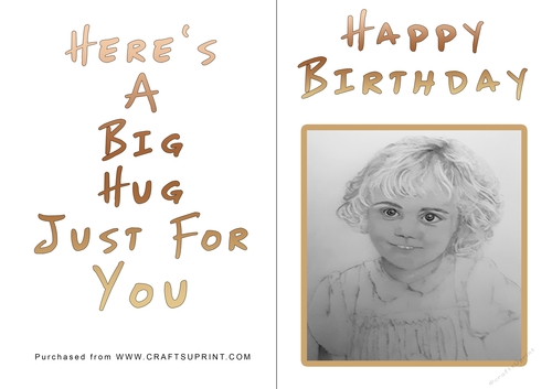 No Cut Just Print Birthday Card - Big Hugs
