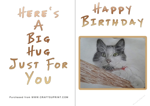 No Cut Just Print Birthday Card - Big Hugs