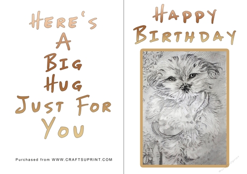 No Cut Just Print Birthday Card - Big Hugs