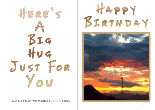 No Cut Just Print Birthday Card - Big Hugs