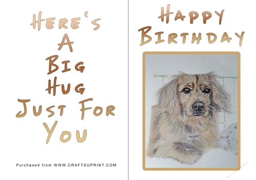 No Cut Just Print Birthday Card - Big Hugs