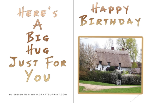 No Cut Just Print Birthday Card - Big Hugs