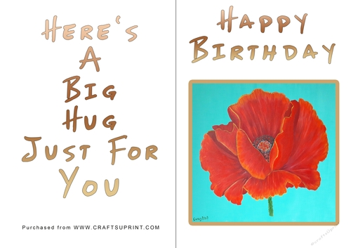 No Cut Just Print Birthday Card - Big Hugs
