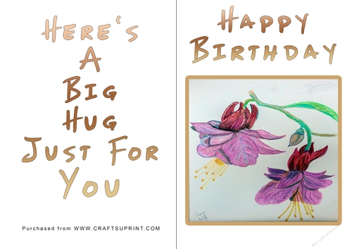 No Cut Just Print Birthday Card - Big Hugs