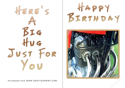 No Cut Just Print Birthday Card - Big Hugs