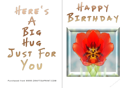 No Cut Just Print Birthday Card - Big Hugs
