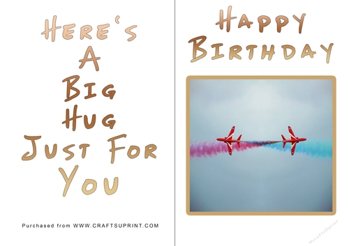 No Cut Just Print Birthday Card - Big Hugs