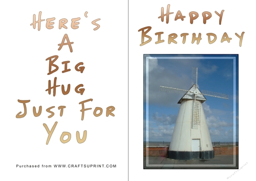 No Cut Just Print Birthday Card - Big Hugs