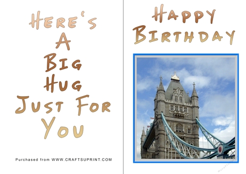 No Cut Just Print Birthday Card - Big Hugs