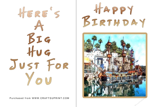 No Cut Just Print Birthday Card - Big Hugs