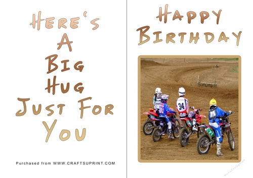 No Cut Just Print Birthday Card - Big Hugs