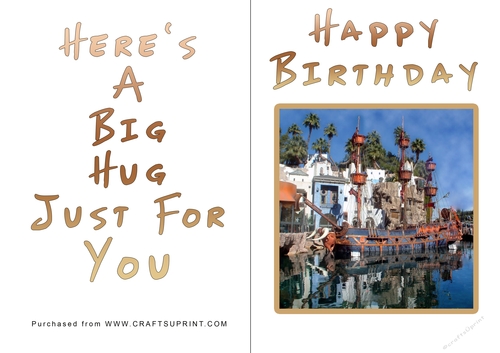 No Cut Just Print Birthday Card - Big Hugs