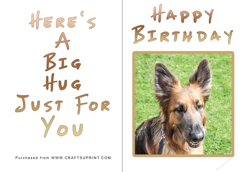 No Cut Just Print Birthday Card - Big Hugs