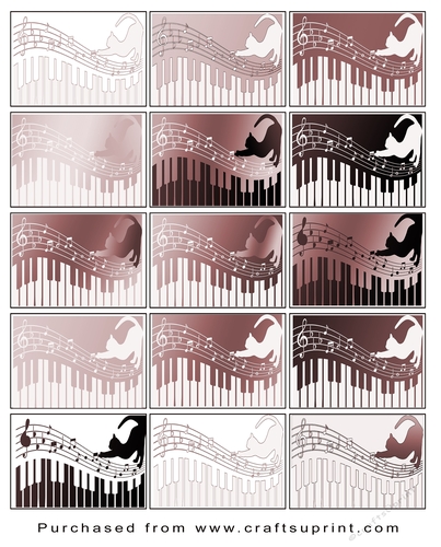 No Cut Just Print Christmas Tags/Labels Cat on Piano