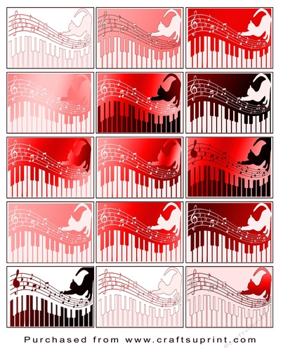 No Cut Just Print Christmas Tags/Labels Cat on Piano