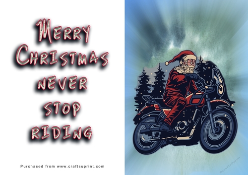 No Cut Just Print Christmas Cards - Santa on a Motorbike
