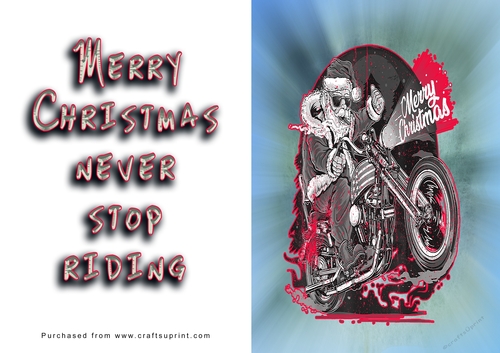 No Cut Just Print Christmas Cards - Santa on a Motorbike