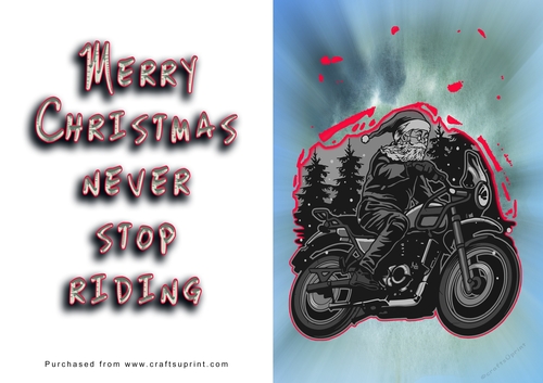 No Cut Just Print Christmas Cards - Santa on a Motorbike