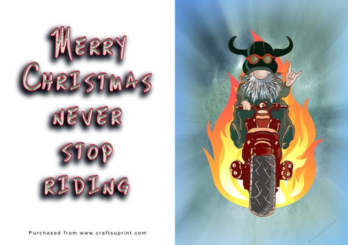 No Cut Just Print Christmas Cards - Santa on a Motorbike
