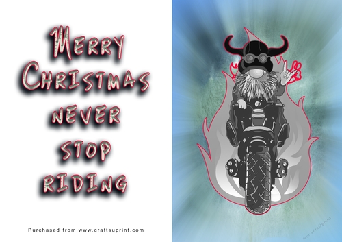 No Cut Just Print Christmas Cards - Santa on a Motorbike