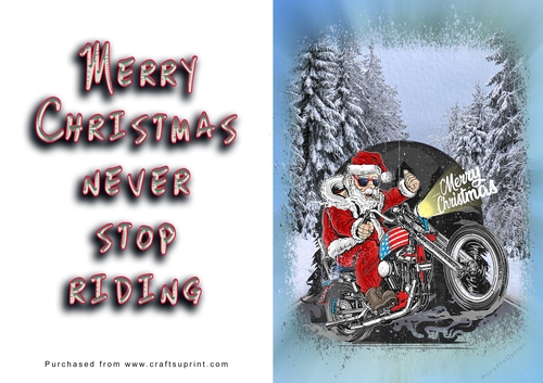 No Cut Just Print Christmas Cards - Santa on a Motorbike