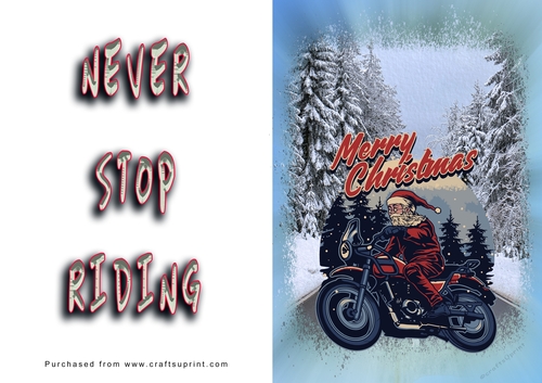 No Cut Just Print Christmas Cards - Santa on a Motorbike